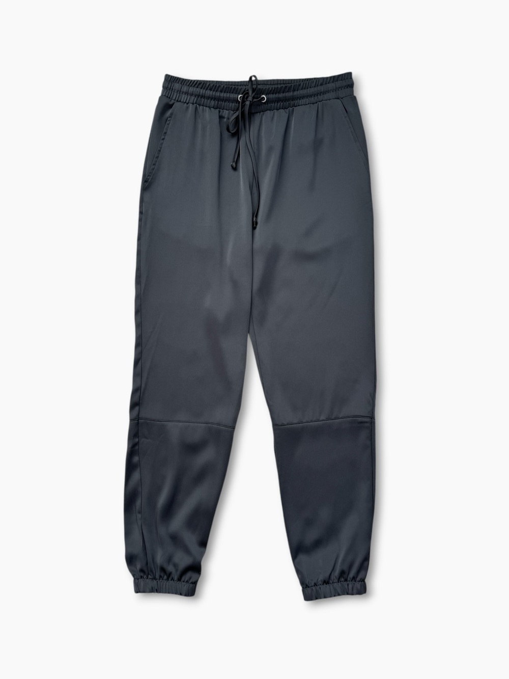SOCIALITE Satin‎ Jogger Pants XS Black Drawstring Pockets Lounge Stretch Casual